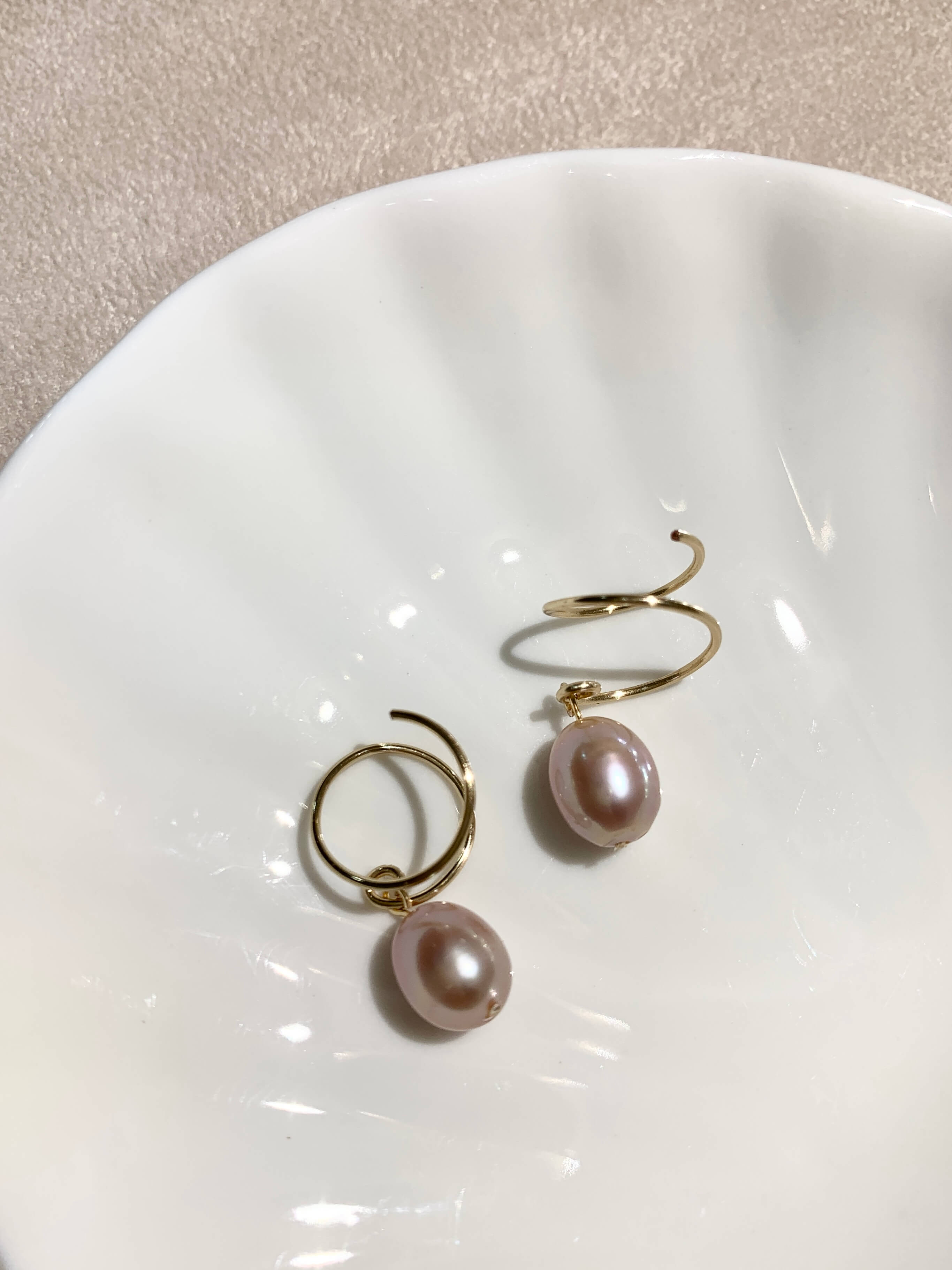 Alana Spiral Hoop Dangle Pearl Earrings - 14KGF-Jewelry-QuazarJewelry