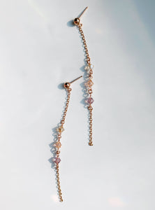 Summer Breeze Chain Drop Stud Earrings - 14K Rose Gold Filled-QuazarJewelry