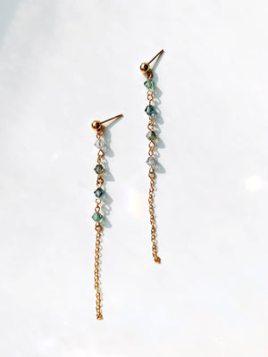 Ocean Sparkles Chain Drop Stud Earrings - 14K Gold Filled-QuazarJewelry